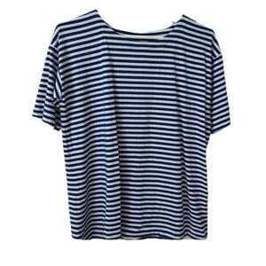 J. Jill Blue and White Striped Short Sleeve Tee